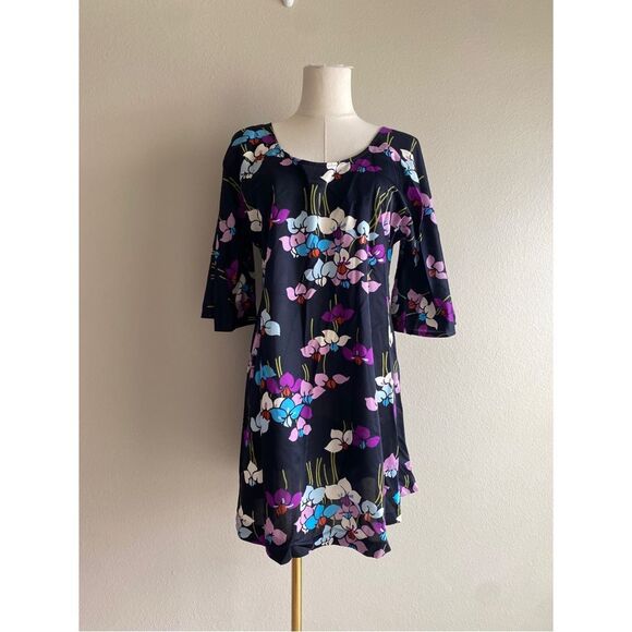 vintage 60s 70s bell sleeve floral‎ mini dress - Picture 2 of 7